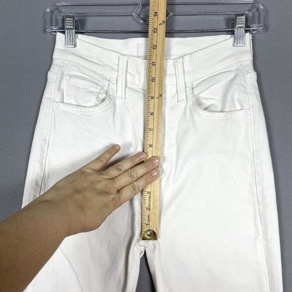 MOTHER The Tripper Ankle Fray Jeans in White Unfairest of Them All Size 24 Flare - Picture 13 of 16